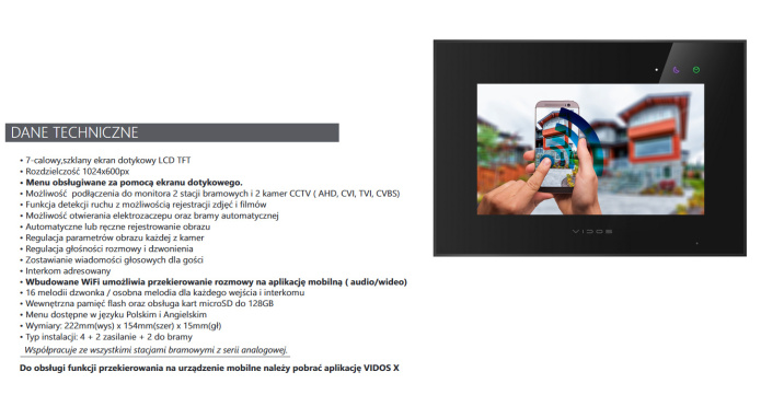 Wideodomofon z czytnikiem RFID Vidos S561A M10BX WiFiiFi